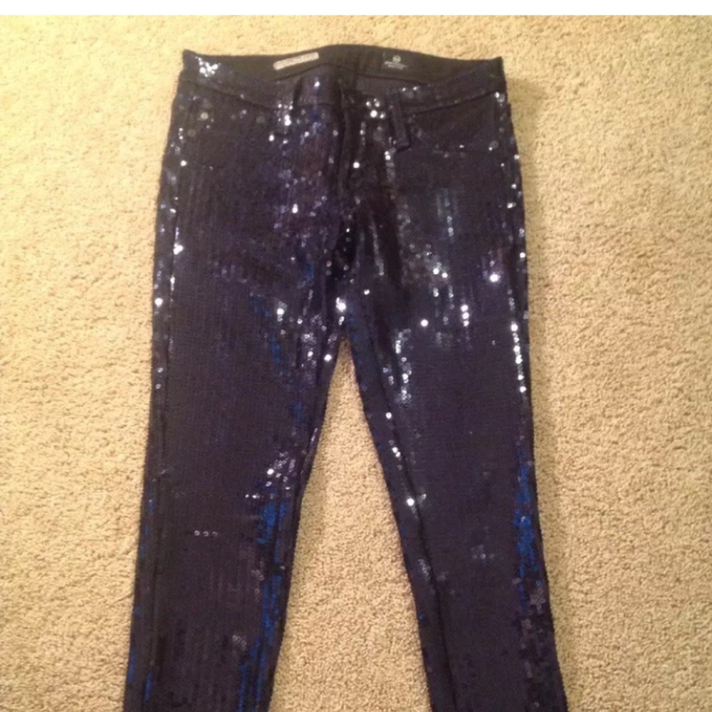 AG size 27 skinny ankle jeans/legging navy sequin.